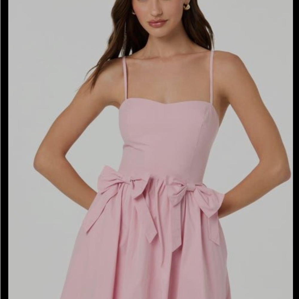 Astr Strapless Pink Dress with Bow Detail